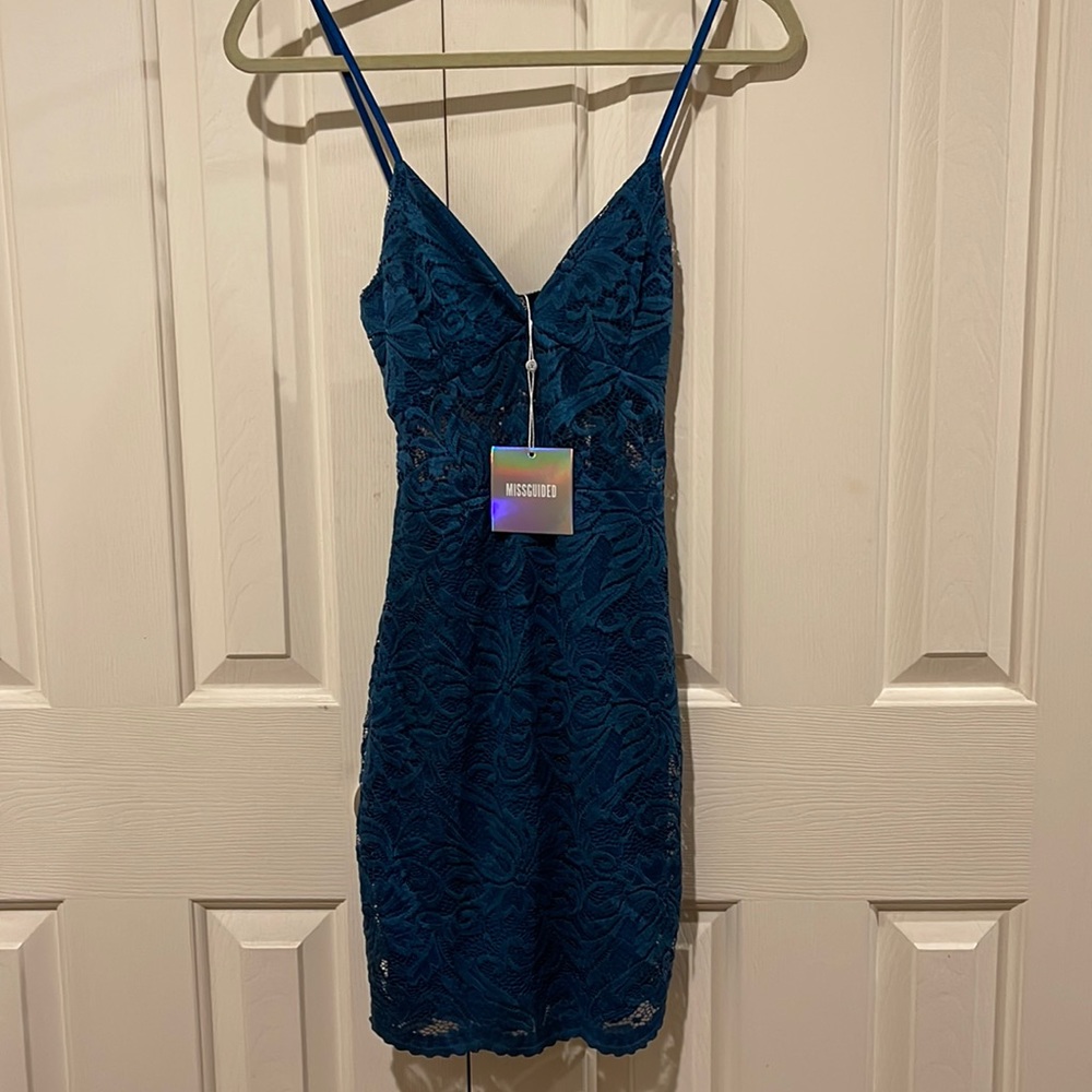 Missguided brand turquoise lace dress size 2